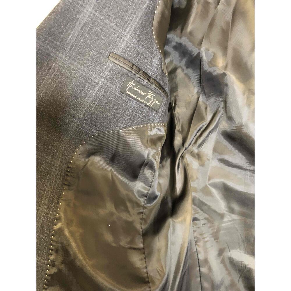Andrew Fezza Gray Checked Pattern 2 Button Notche… - image 5